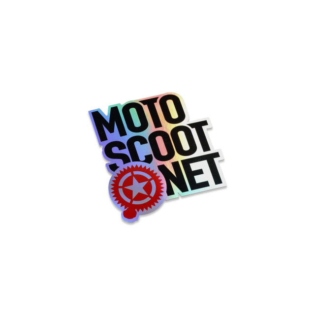 Motoscoot square holographic sticker - black