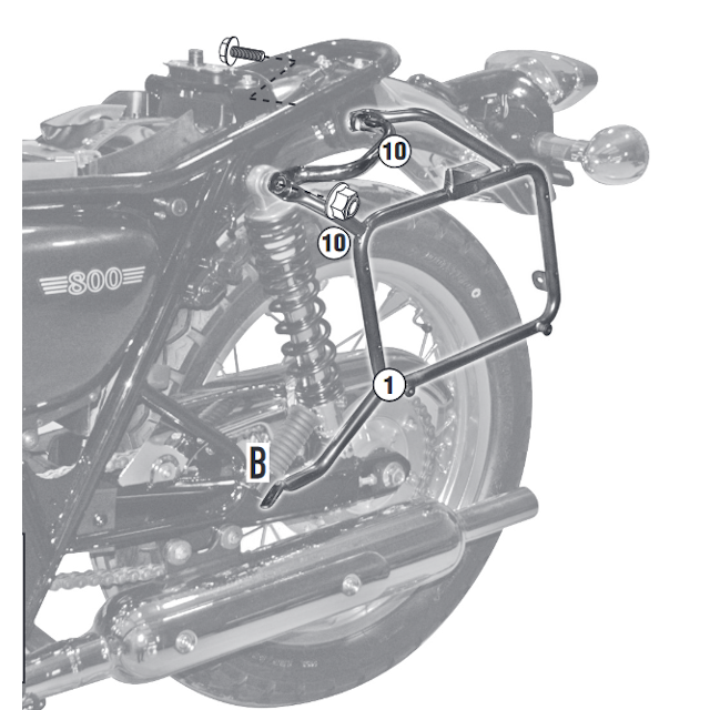 Portamaletas lateral Monokey-Retro-Fit Kawasaki W 800 2011 Givi PL4101