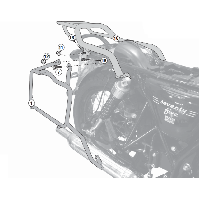 Support valises latéral Monokey-Retro-Fit Mash Seventy Five 125 14-17 Givi