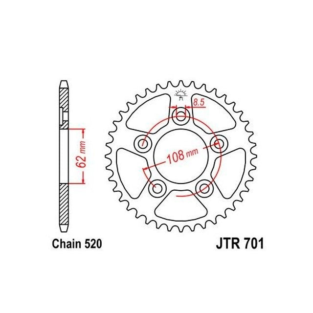 Corona Cagiva Mito Evolution 125 Z-38 acero JT Sprockets