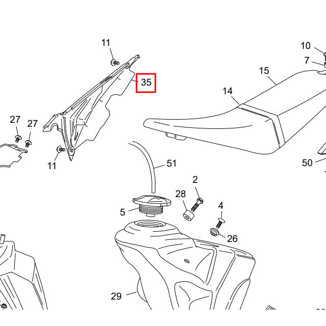 Cache latéral droit Sherco 50 >2012 bleu-blanc