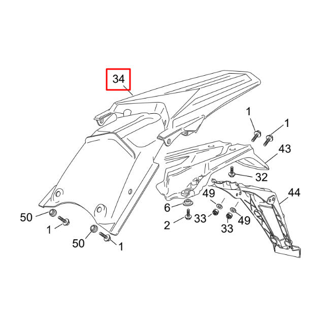 Guarda-lamas traseiro Sherco SM-R / SE-R 50 >2012 - preto