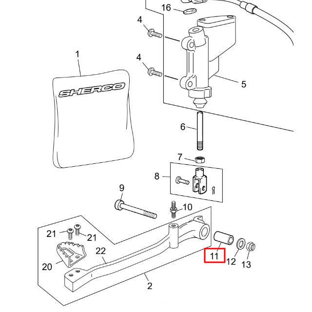 Espaçador do pedal de travão Sherco 50