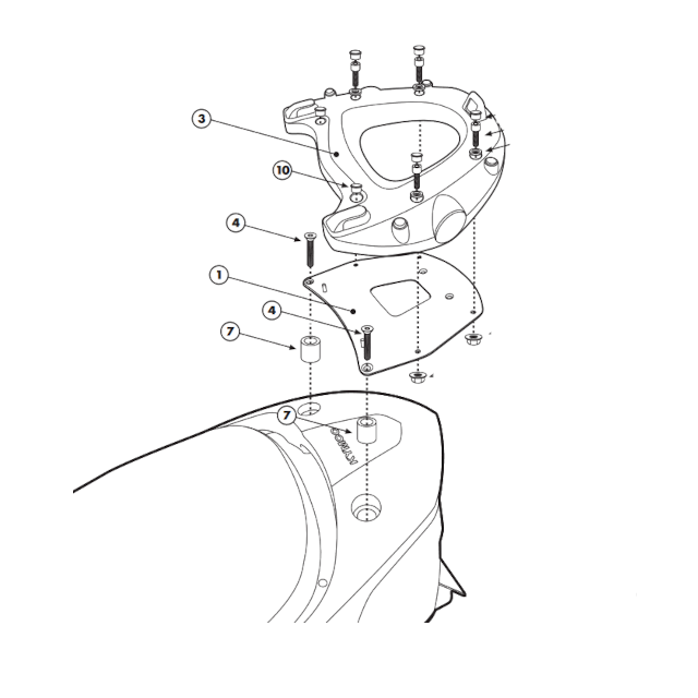 Soporte baúl con parrilla Monokey Kymco Downtown 125/300 09-11 Givi
