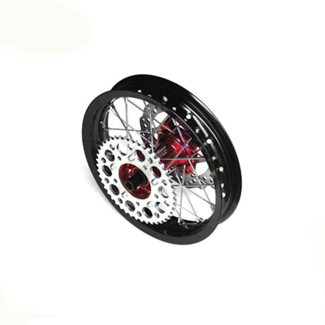 Llanta trasera aluminio completa 1.85x12" buje CNC Pitbike YCF