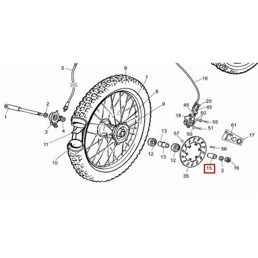 Front wheel spacer Bushing Rieju RR / Spike 50 d.25x5x22mm