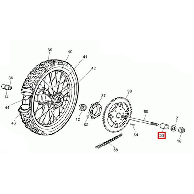 Casquillo separador rueda trasera Rieju RR / Spike 50 d.25x5x35mm 0/000.480.1541