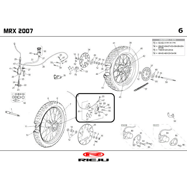 Pinza de freno delantera Rieju RR / RRX / SMX / Spike 50 0/000.860.5011