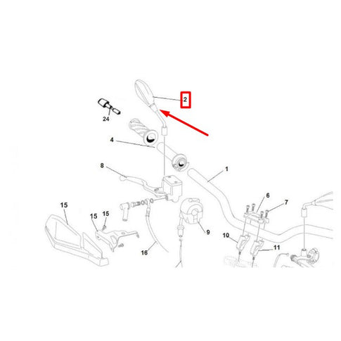 Retrovisor derecho Rieju Strada 125 2019 0/000.990.4201