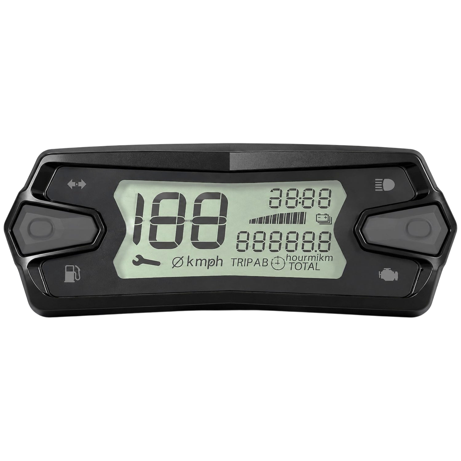 Marcador cuentakilómetros Facomsa Rieju MRT 50 V2 Euro 5 con pantalla LCD e indicadores de batería, combustible, temperatura y velocidad