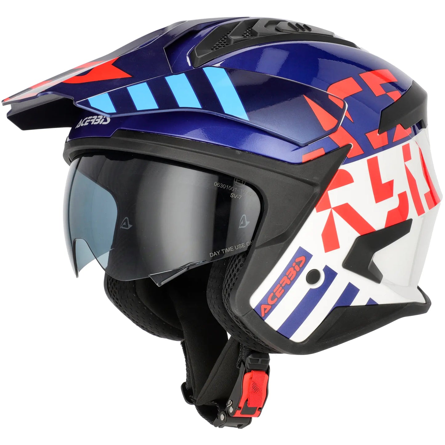 Casco Acerbis Jet Aria Evo Graphic - Blanco/Azul/Rojo