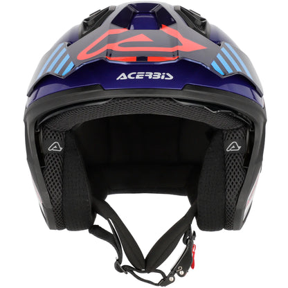 Casco Acerbis Jet Aria Evo Graphic - Blanco/Azul/Rojo