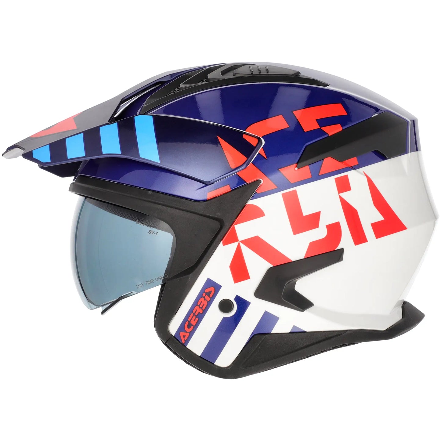 Casco Acerbis Jet Aria Evo Graphic - Blanco/Azul/Rojo