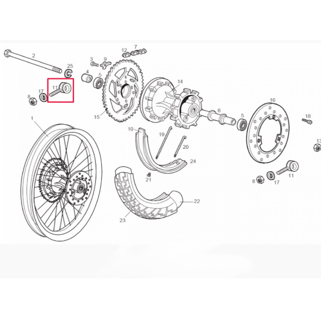 Tensor de cadena rueda trasera Derbi Senda CGN - 12mm