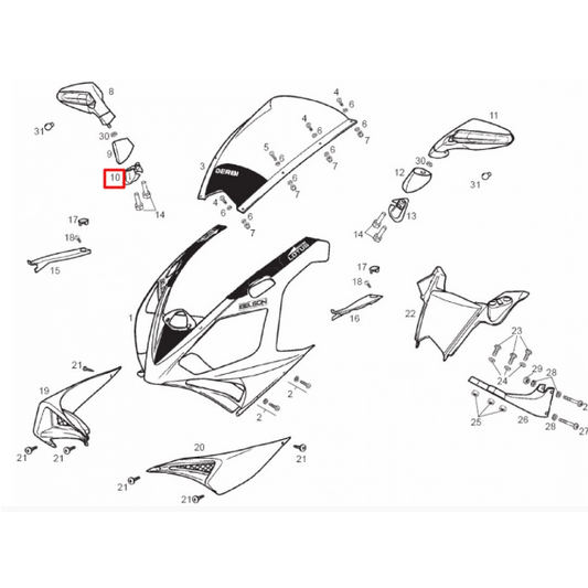 Right mirror base cover Derbi GPR 50/125 2-Stroke 04-06