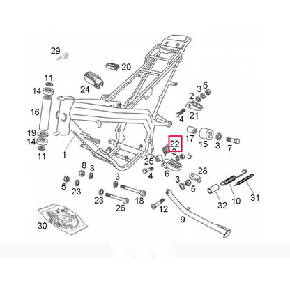 Mola de retorno do apoio de pé do condutor Derbi Senda / Aprilia RX 50 >2006
