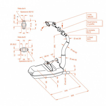Échappement Sitoplus type origine Vespa PK 75/125 XL 2T
