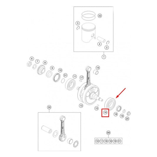 NTN crankshaft bearing 32x65x17 KTM 250-300 EXC / SX