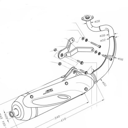 Escape Sitoplus tipo original Peugeot Ludix 50 04-12 / Kisbee 50 11-15
