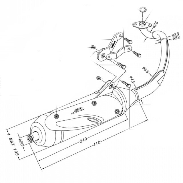 Échappement Sitoplus type origine Yamaha Neo's 50 02-12