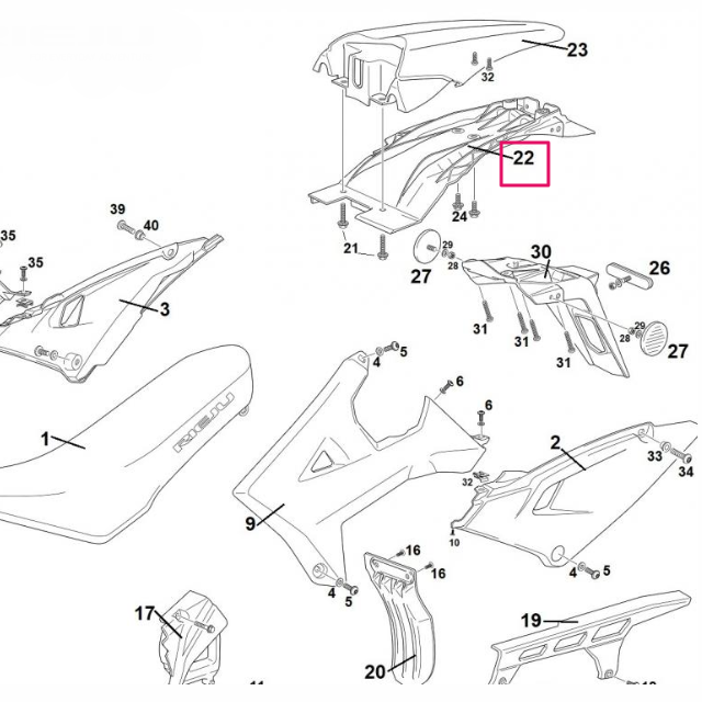 Paso de rueda trasero Rieju MRT 50/125 >2021 0/000.060.5301