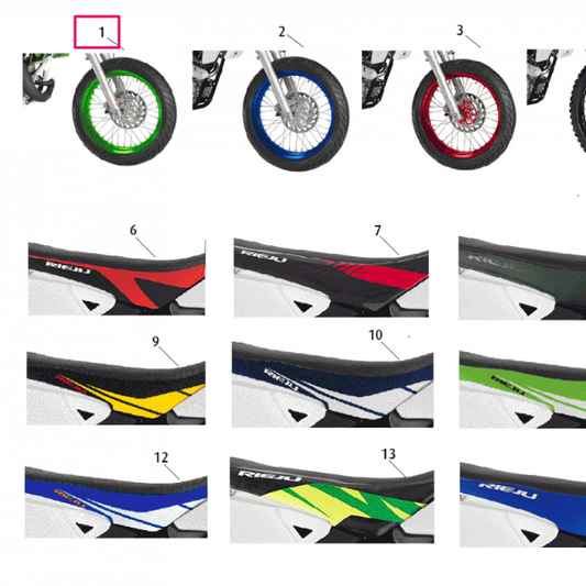 Rueda delantera 17" completa sin neumático Rieju MRT 50 / Marathon 125 - verde 0/000.110.5450