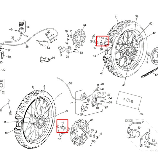Front and rear axle centering and separating tool Rieju MRX / SMX 50/125