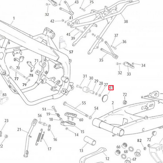 Tampa basculante de chassis Rieju MRT 50 / Marathon 125
