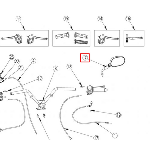 Retrovisor derecho Rieju Bye Bike 0/000.990.2000