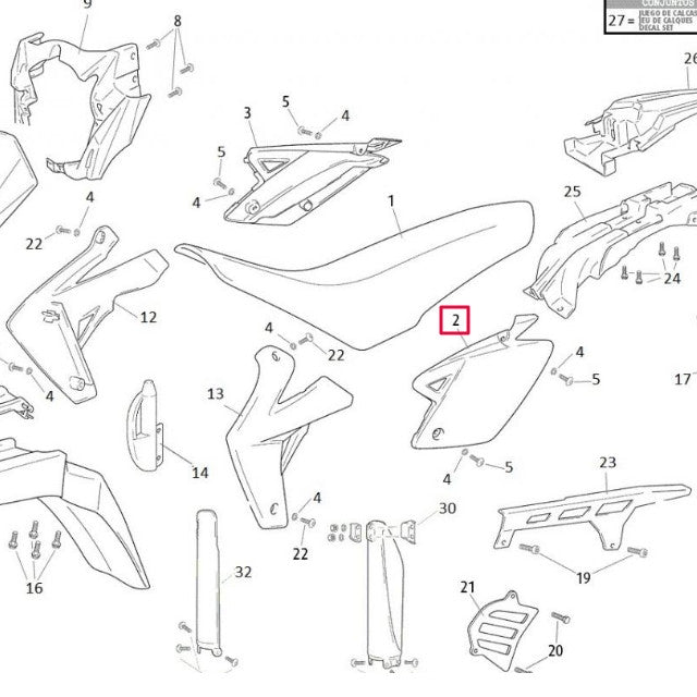 Tapa lateral debajo asiento izquierda Rieju Marathon 125 0/R00.570.5135