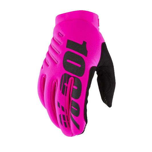 100% Brisker 2023 Fluorescent Pink Winter Motocross Gloves