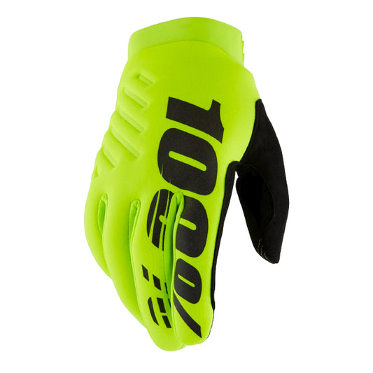100% Brisker 2023 Fluorescent Yellow Children's Winter Motocross Gloves