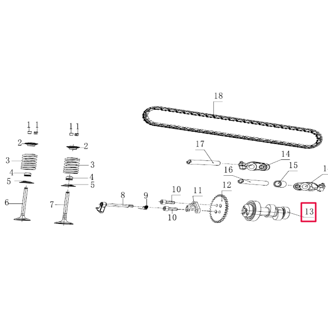 Árbol de levas Pitbike motor 190 Zongshen 100061326