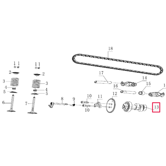Árbol de levas Pitbike motor 190 Zongshen 100061326
