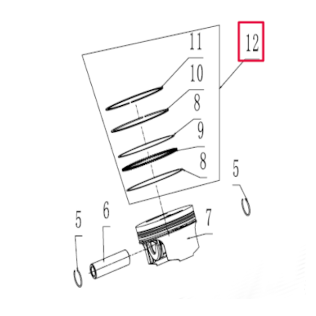 Segments piston Pitbike moteur 190 Zongshen