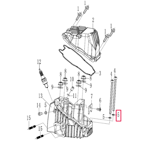 Arandela tornillo culata Ø6x2x1x10 Pitbike motor 190 Zongshen 100106562