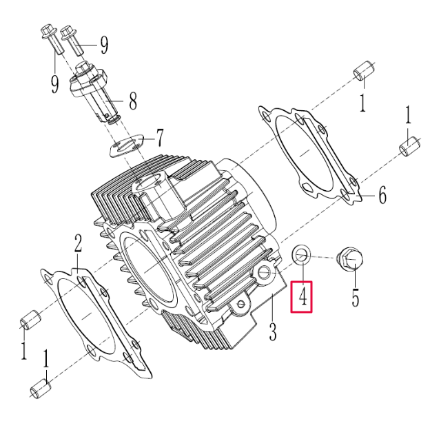 Arandela tapón cilindro Ø10x1,2x16 Pitbike motor 190 Zongshen