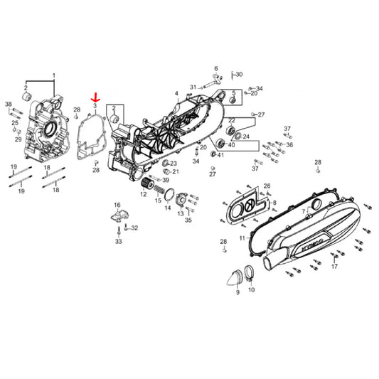 Junta do central carter Kymco Super Dink 125