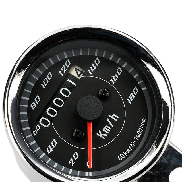 Cuentakilometros cromado y negro 140km/h Rijomotor