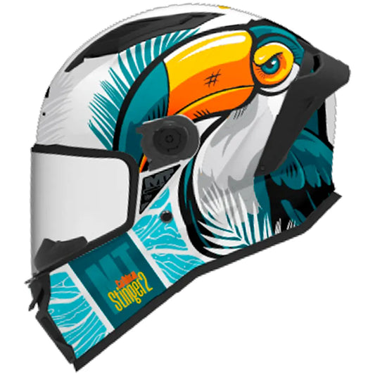 Capacete MT Stinger 2 Caribbean A6 - Branco/Azul Brilho