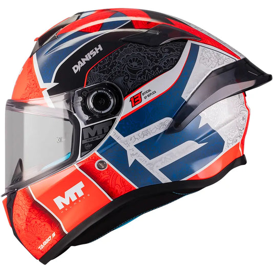 Casco MT Targo S Danish 26 Season C5 - Gris/Azul/Rojo Brillo