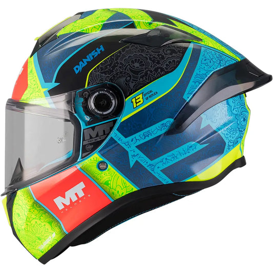 Casco MT Targo S Danish 26 Brasil C3 - Verde/Azul Brillo