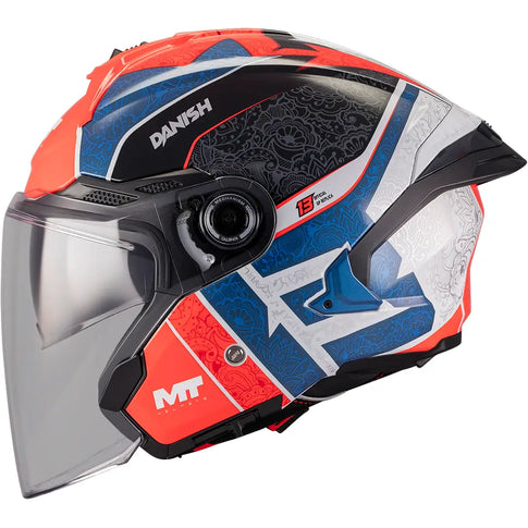 Jet helmet MT Cosmo SV Danish 26 Season C5 - Gray/Blue/Red Gloss