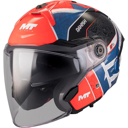 Jet helmet MT Cosmo SV Danish 26 Season C5 - Gray/Blue/Red Gloss