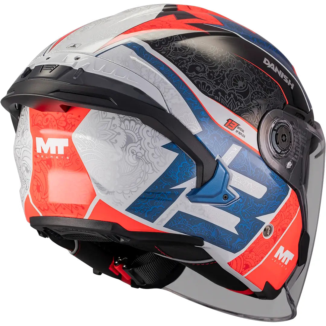 Jet helmet MT Cosmo SV Danish 26 Season C5 - Gray/Blue/Red Gloss
