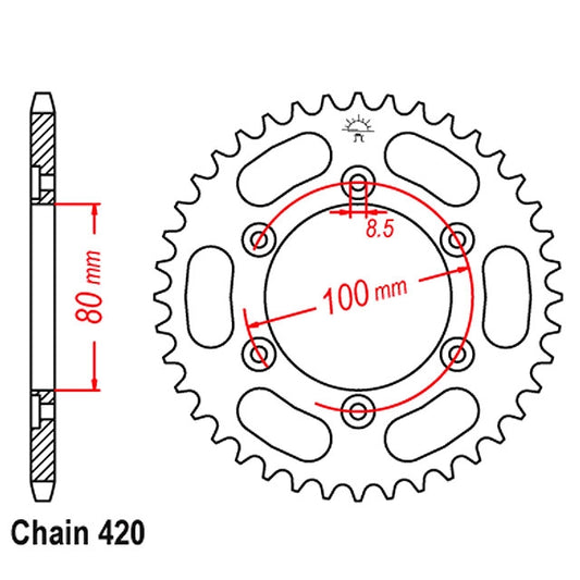 Corona de transmisión Rieju RR / RJ paso 420 IGM - acero