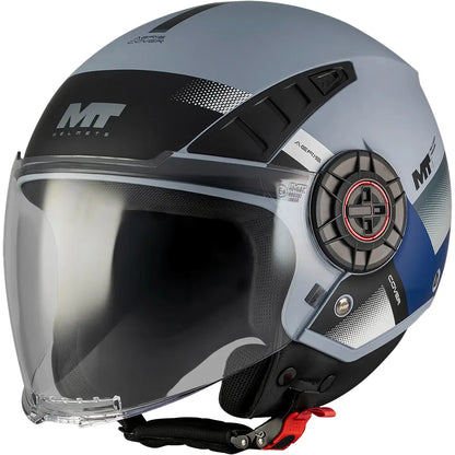 MT Aeris Cover C2 Helmet - Matte Gray/Blue