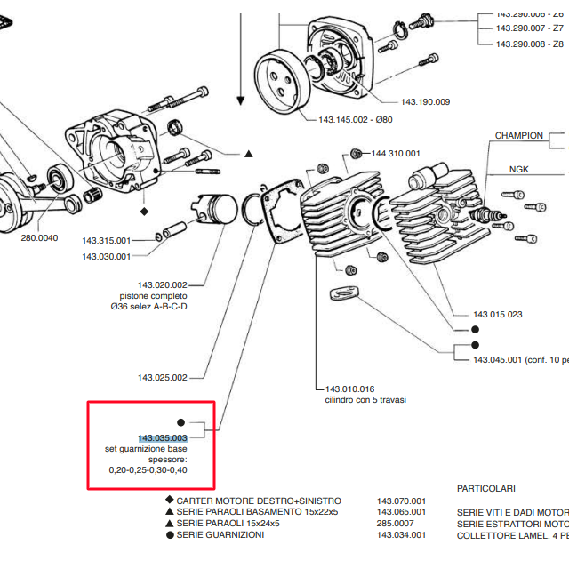 Junta base de cilindro MiniBike 910-911 / GP3-GP4-GP5-GP6 Polini 143.035.003