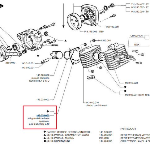 Junta base de cilindro MiniBike 910-911 / GP3-GP4-GP5-GP6 Polini 143.035.003