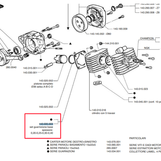 Junta base de cilindro MiniBike 910-911 / GP3-GP4-GP5-GP6 Polini 143.035.003